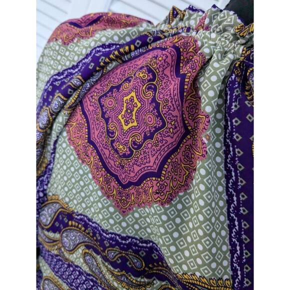 Simply Emma Top Women's sz 2X V-neck Handkerchief Print Multi Boho Peasant Panes - Picture 11 of 15